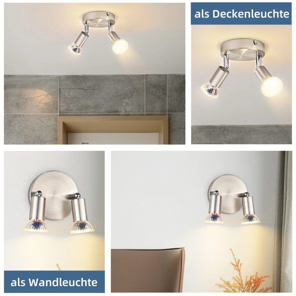 ZMH Faretto da soffitto plafoniera 2 fiamme GU10 moderno per soggiorno