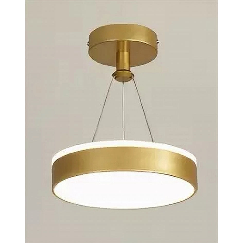 Trade Shop - Lampadario A Sospensione Led 24 Watt Cerchio Tondo Moderno Oro Doppia Luce 50520 -