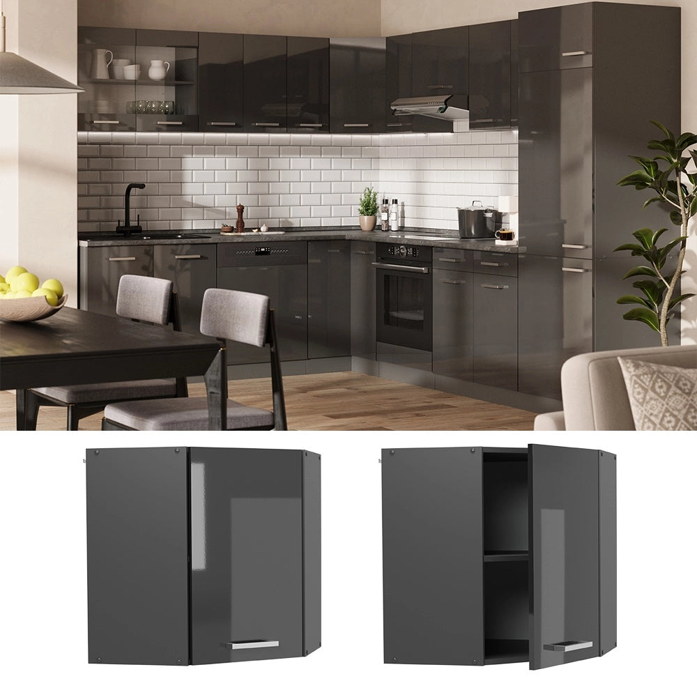 Mobile angolare da cucina R-Line Antracite lucido/Antracite 57 cm Vicco