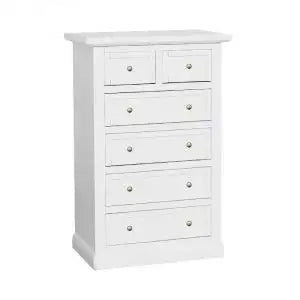 cassettiera cinquino in legno Shabby chic laccato bianco cassetti telaio