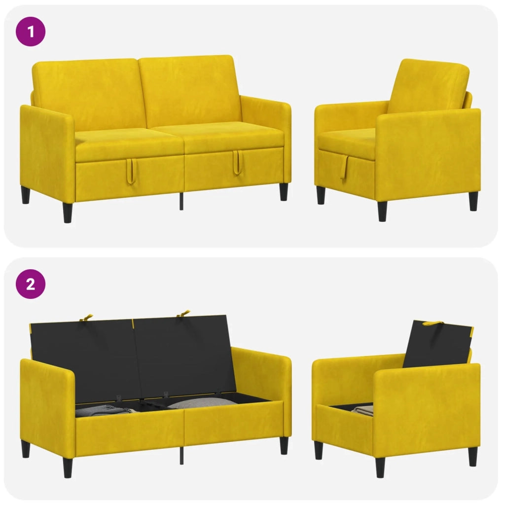 Set di Divani con Storage 2 pz Giallo Poliestere 3429197