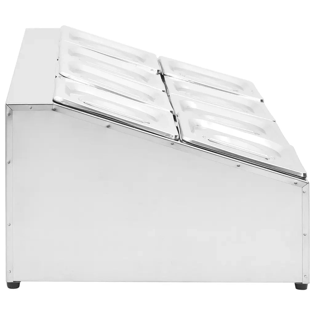 Supporto Gastronorm con 8 Contenitori GN 1/6 in Acciaio Inox