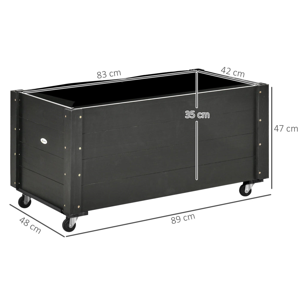 Fioriera da Giardino con Foro di Drenaggio e Rotelle 89x48x47 cm in Legno di Abete Nera