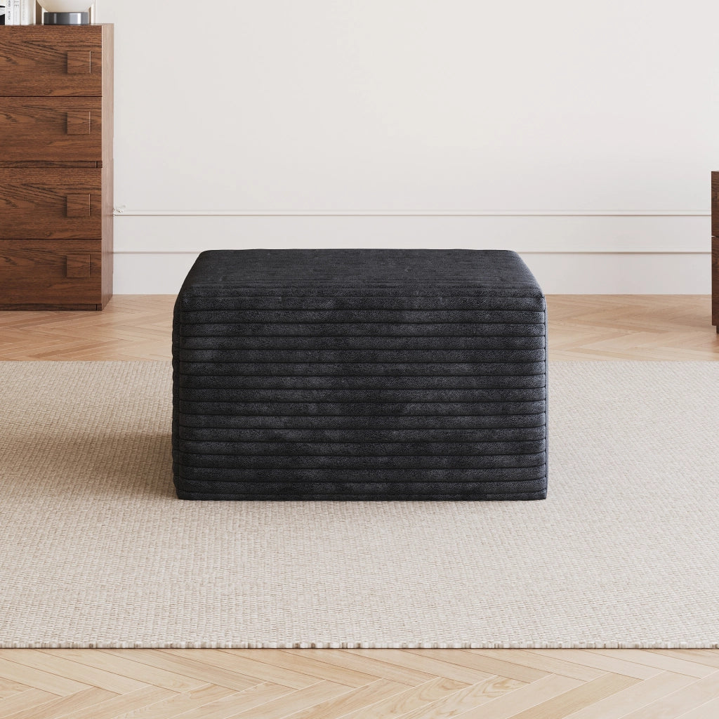 Poltrona pouf in tessuto con schiuma per soggiorno in tessuto nero