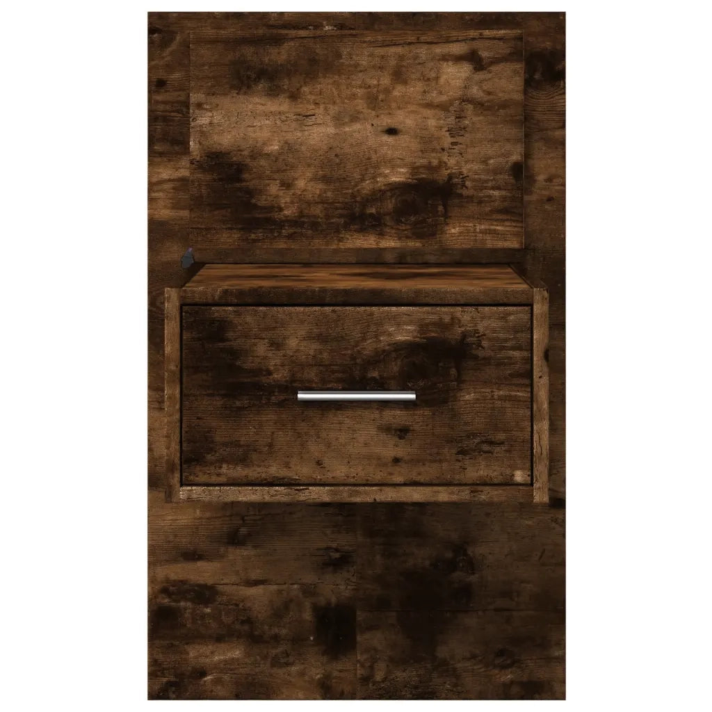 Comodino a Parete con luci LED Rovere Fumo 848165