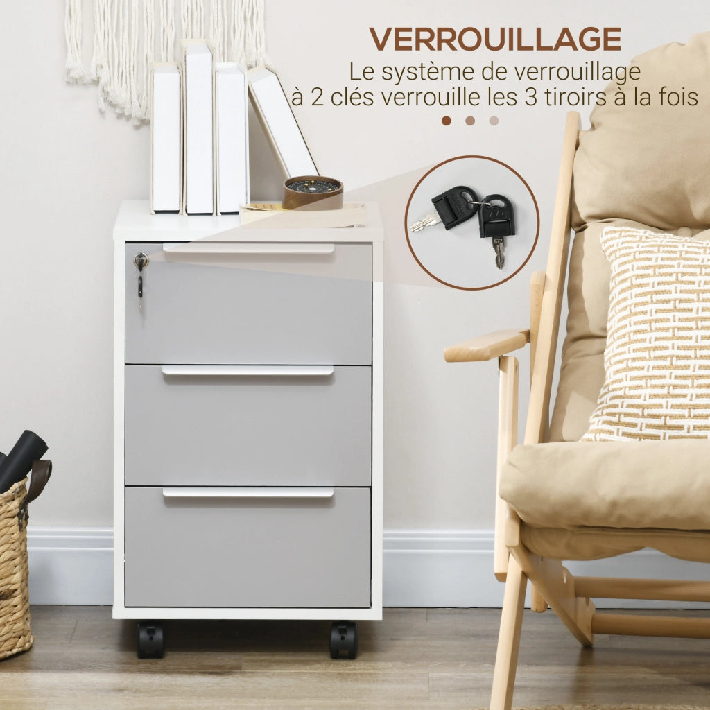 Scrivania con cassetti e ruote ¨C zephmum ¨C bianco grigio 40x40x63.5 cm