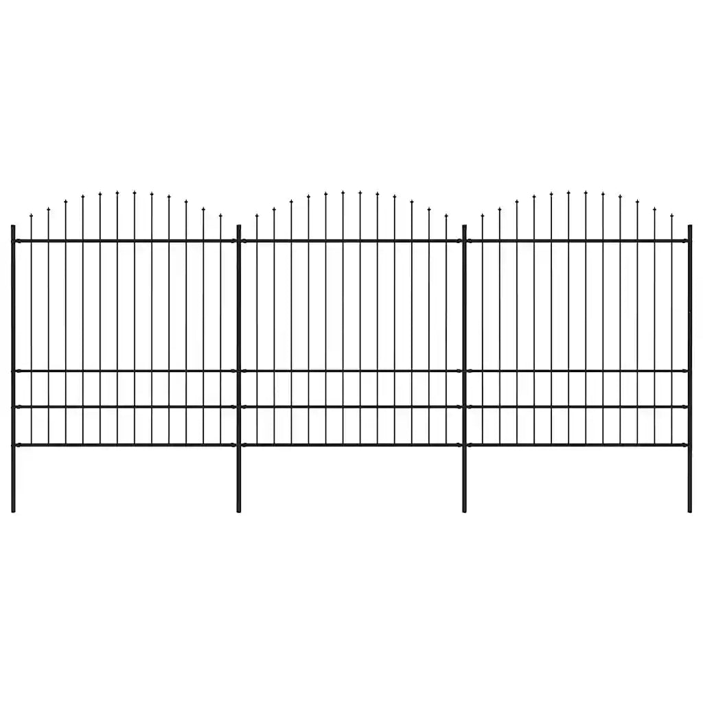 Recinzione Giardino Punta a Lancia (1,75-2)x5,1m Acciaio Nera cod mxl 15595