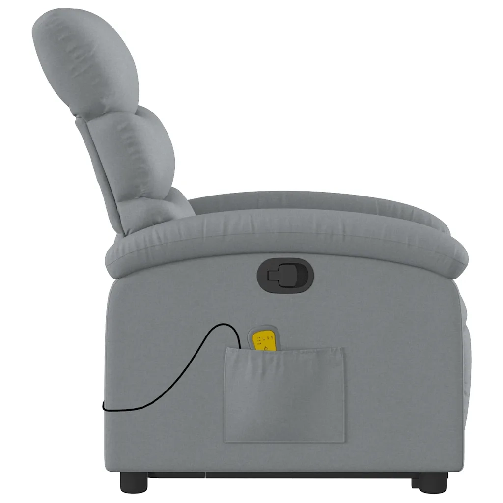 Poltrona Alzapersona Massaggi Reclinabile Grigio Chiaro Tessuto 3203990