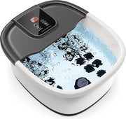 Pediluvio Elettrico con Funzione di Massaggio e Riscaldamento - Con Bubbli - Con Massaggiatori a Rulli - Pedicure - Pediluvi - Pediluvio fino a 48° - Bianco con Nero