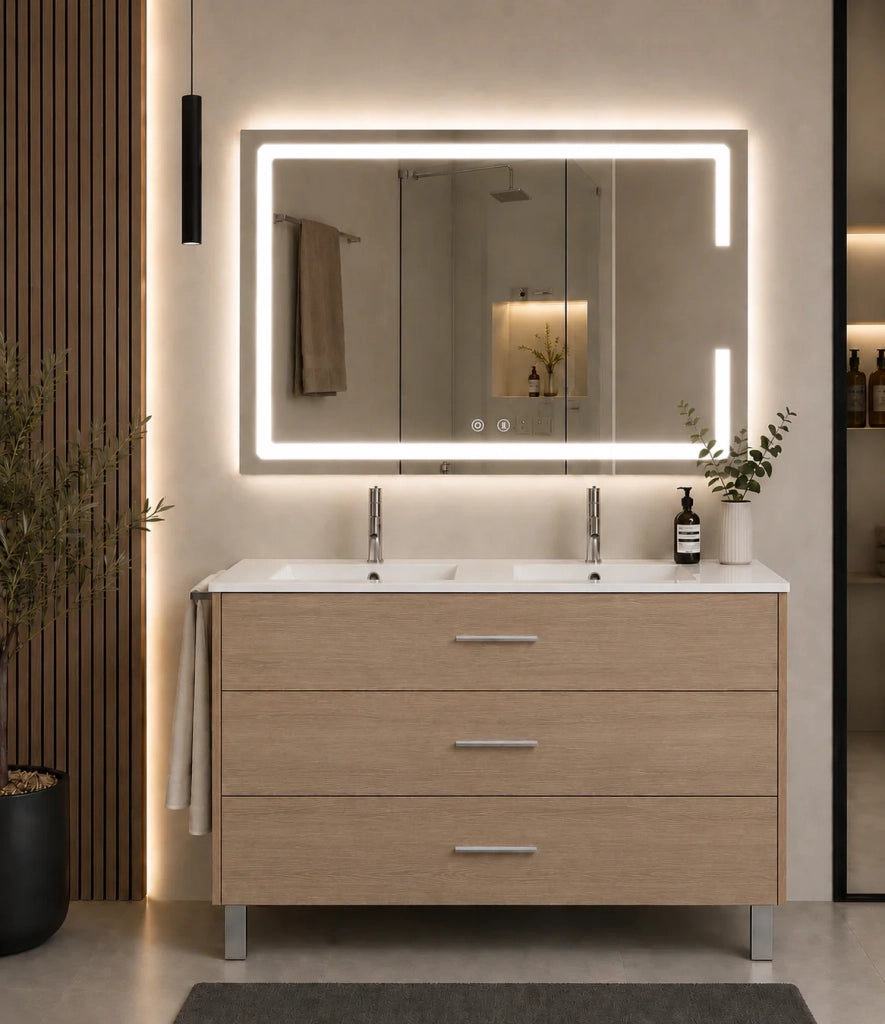 Mobile bagno con lavabo ORIGENBATH RIBERA senza specchio 120x45 cm doppio lavabo estepa