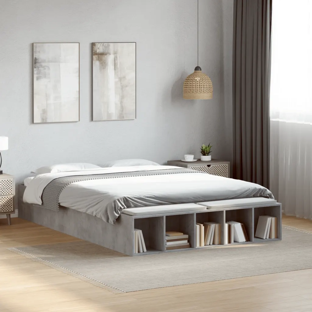 Giroletto-Struttura Letto Grigio Cemento 120x190 cm in Legno Multistrato 705195