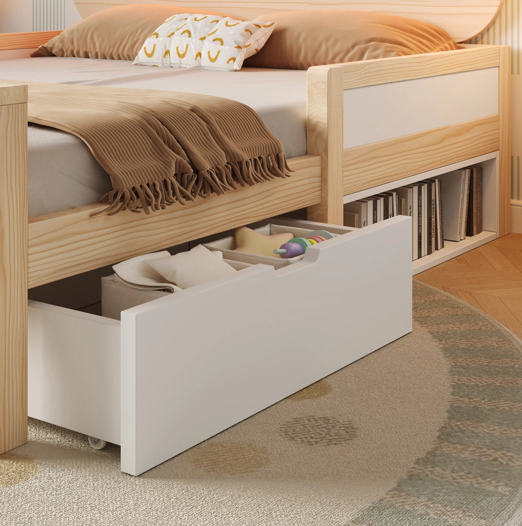 Letto per bambini 140 x 200 cm con testiera a gatto e LED RGB