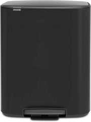 Cassetto di Rifiuti in Plastica con Imboccatura Interna Nero Lucido - 2 x 30L