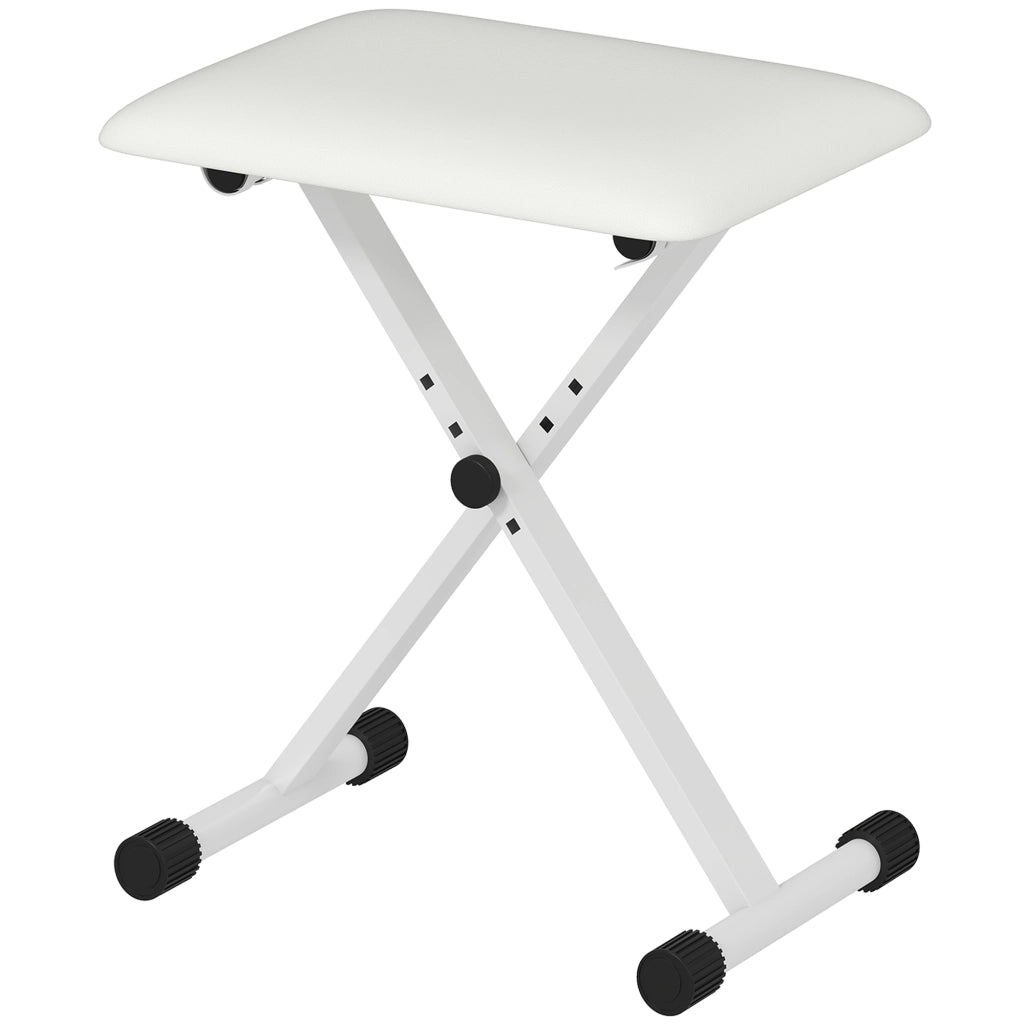 Sgabello da piano regolabile in altezza ¨C zephmum ¨C imbottito in PU, 39x29x37-47 cm, bianco