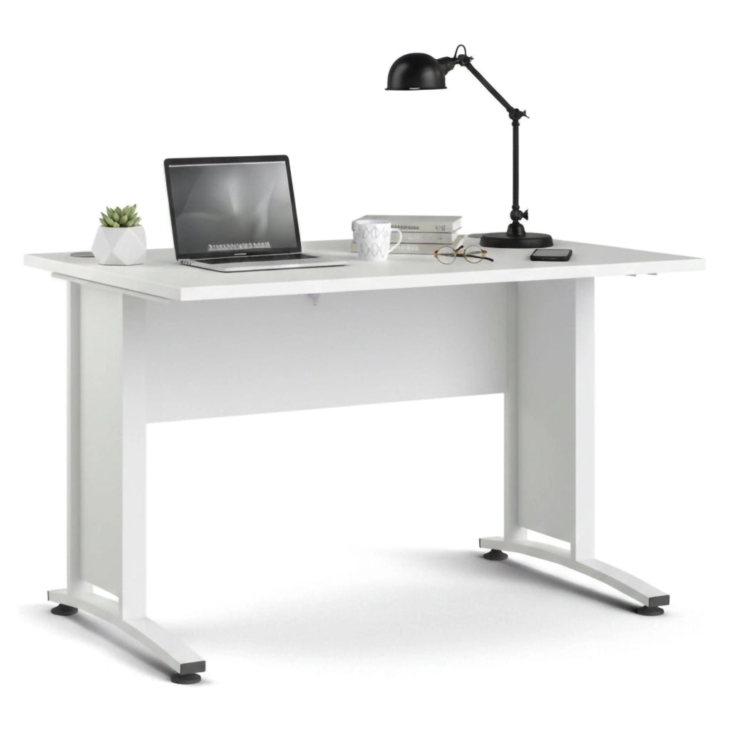 Scrivania Amigos, Scrittoio multiuso, Tavolo per ufficio porta PC, Piano di lavoro, 120x80 h75 cm, Bianco
