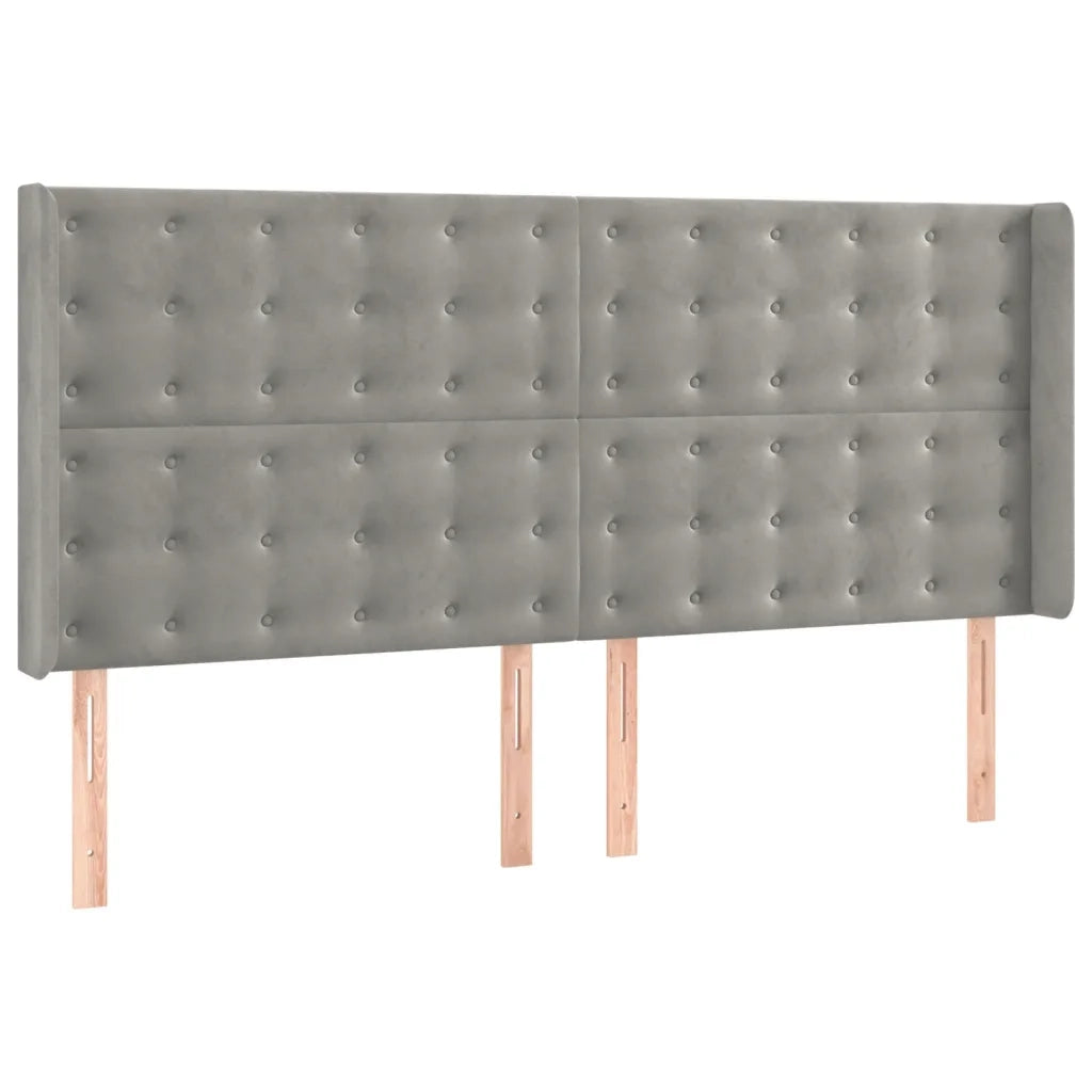 Letto a Molle Materasso e LED Grigio Chiaro 180x200 cm Velluto