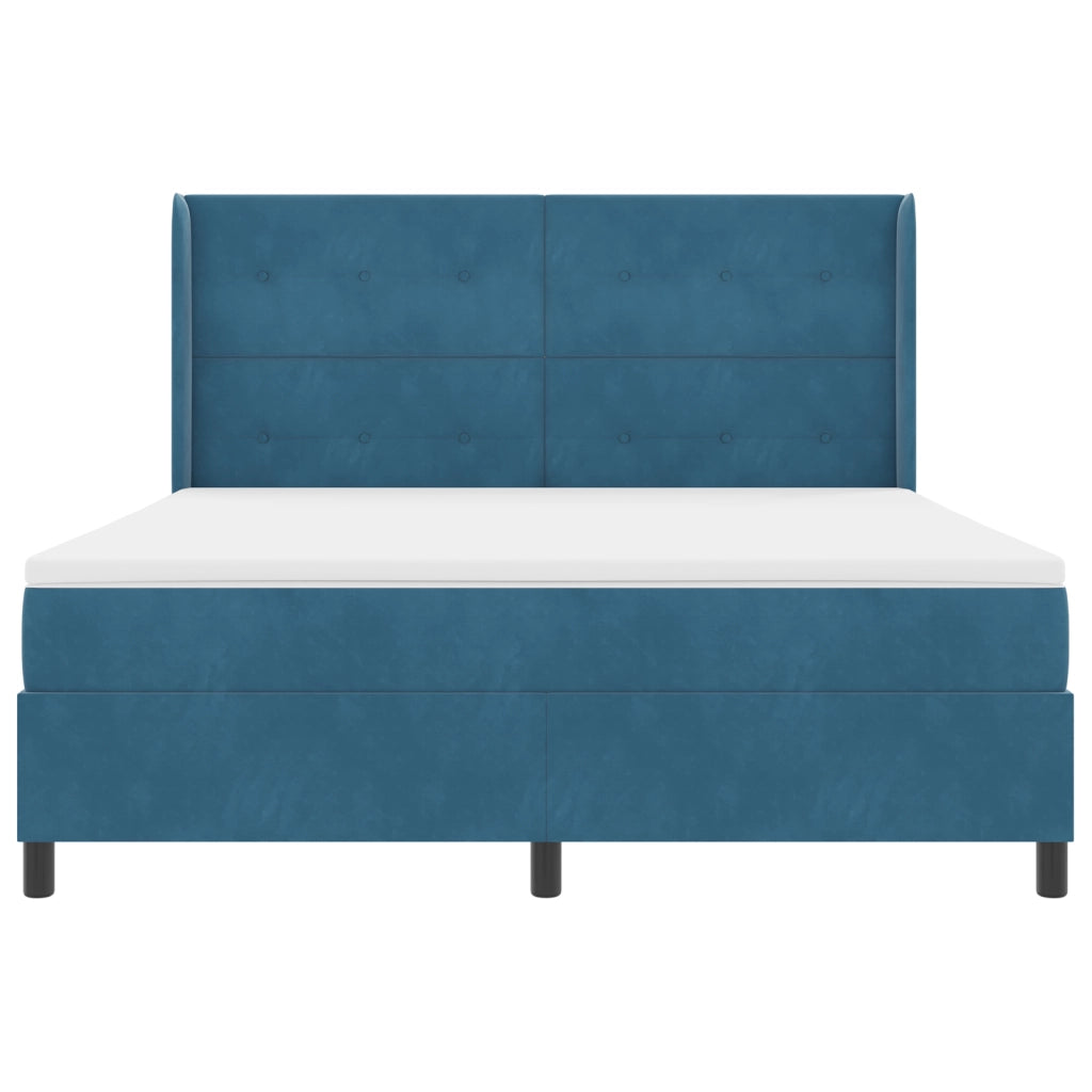Letto a Box con Materasso Blu Scuro 180x200 cm Velluto