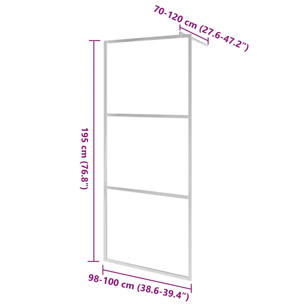 Parete per Doccia Walk-in in Vetro Smerigliato ESG 100x195 cm CFW6785040