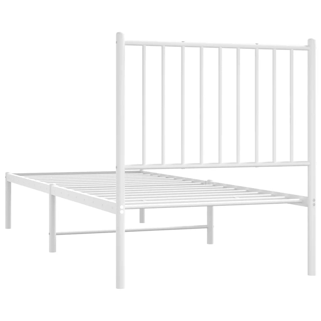 Letto singolo | Letto per adulti | Giroletto senza Materaso con Testiera Metallo Bianco 75x190 cm