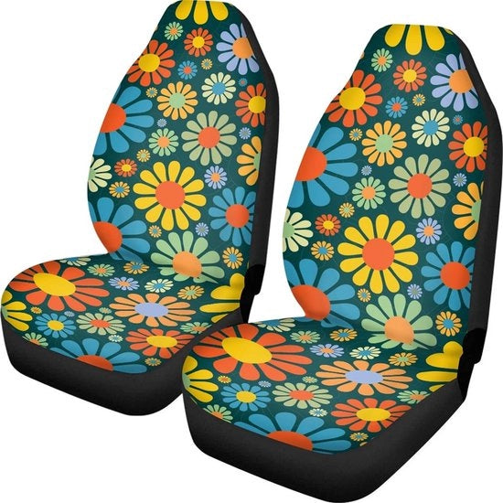 Sedili per auto con disegno hippie astratto per forma di passo universale, 2 pezzi