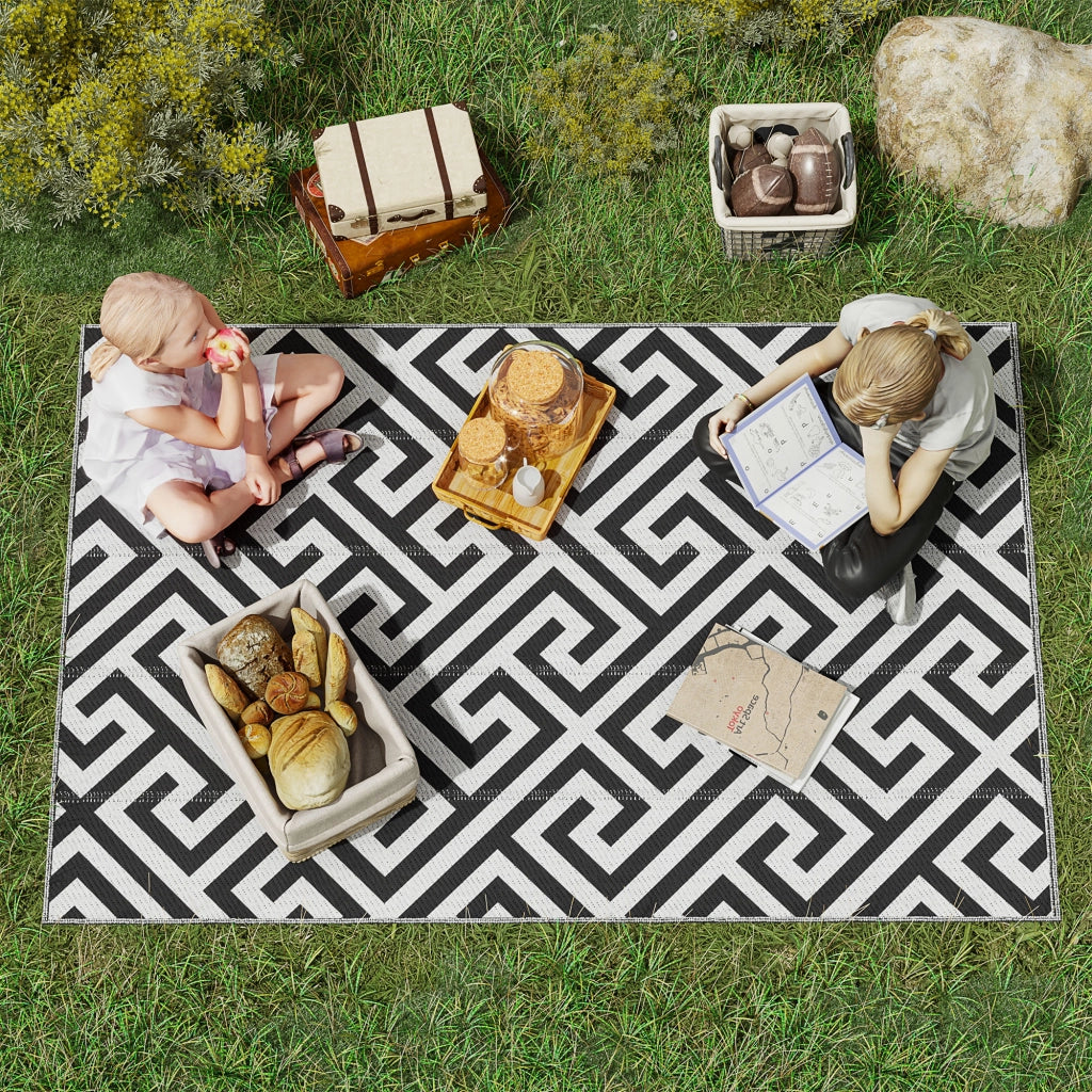 Tappeto da esterno reversibile ¨C zephmum ¨C nero e bianco 121x182 cm