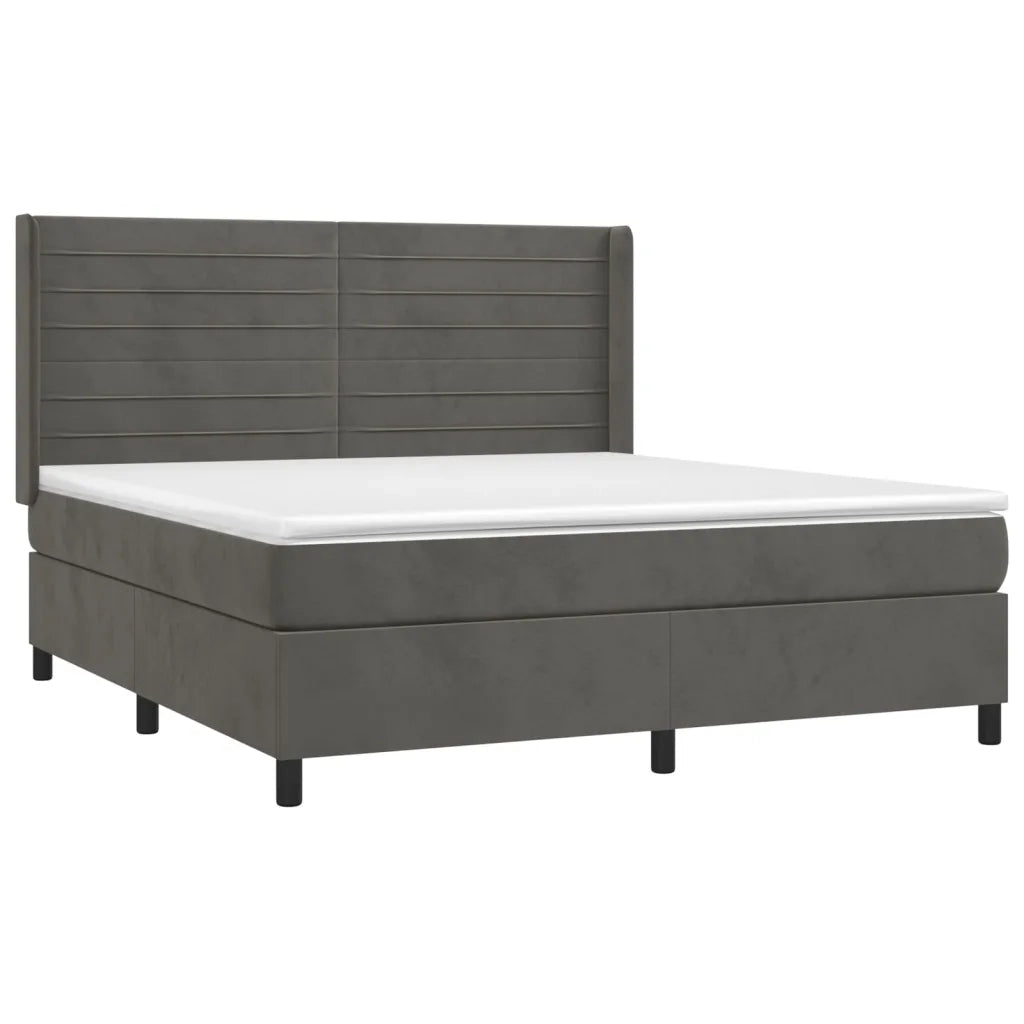 Giroletto a Molle con Materasso Grigio Scuro 160x200 cm Velluto 3132748