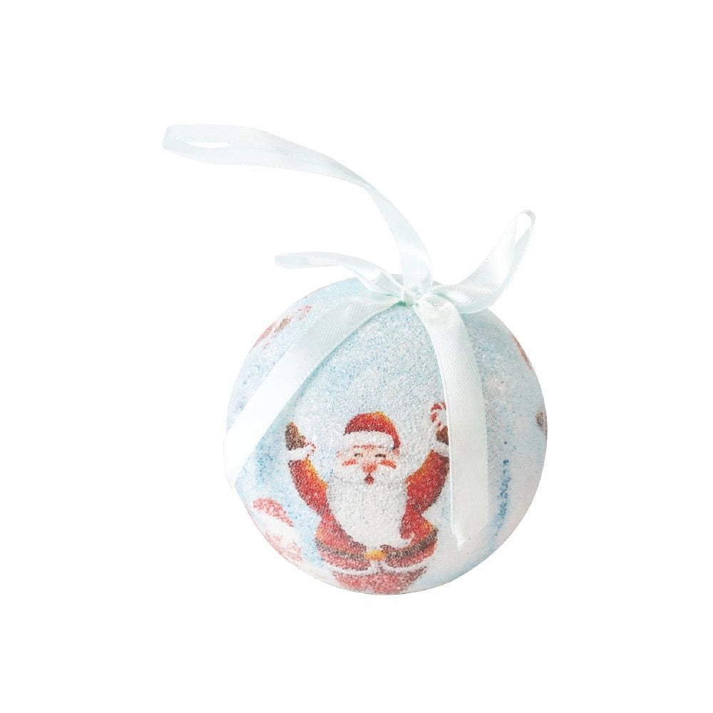 SET SCATOLA BABBO NATALE CON SACCO CON 14 PALLE NATALIZIE DIAMETRO 7,5 CM