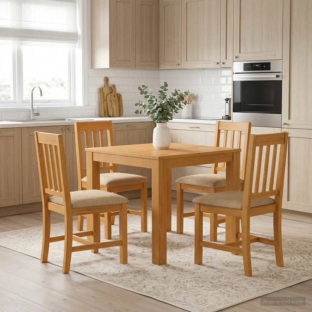 Set da pranzo 5 pz Beige Legno di Quercia Massello 3430330