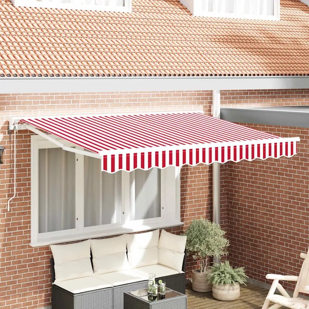 Tenda Retrattile Rosso e Bianco 250x200 cm Tessuto 3329404