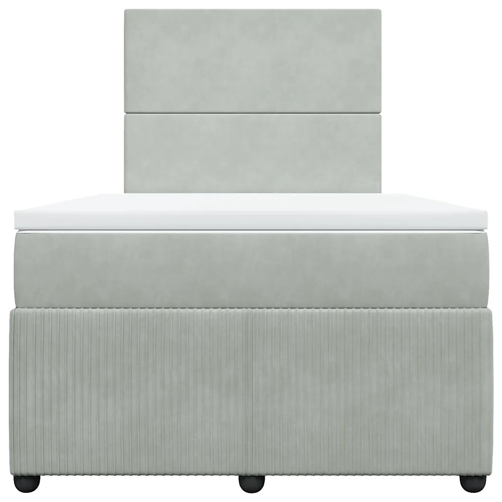 Giroletto a Molle con Materasso Grigio Chiaro 120x200cm Velluto