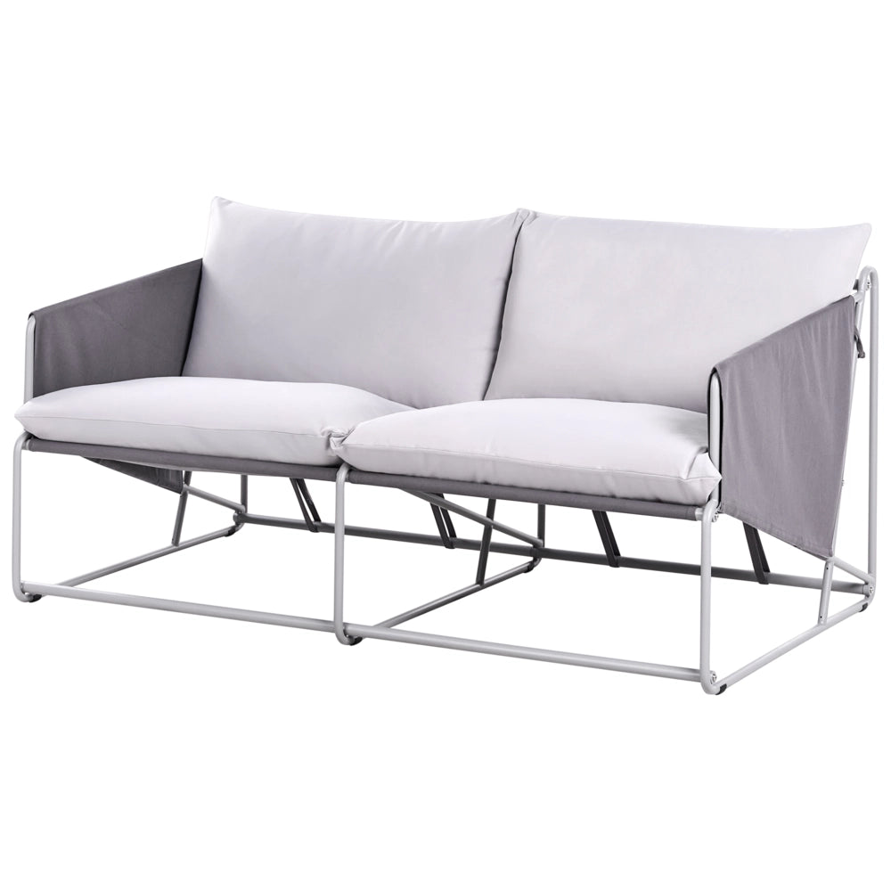 Divano basso oversize in metallo con cuscini schienale e seduta Arredamento da interno ed esterno Giardino Grigio stile moderno e rustico