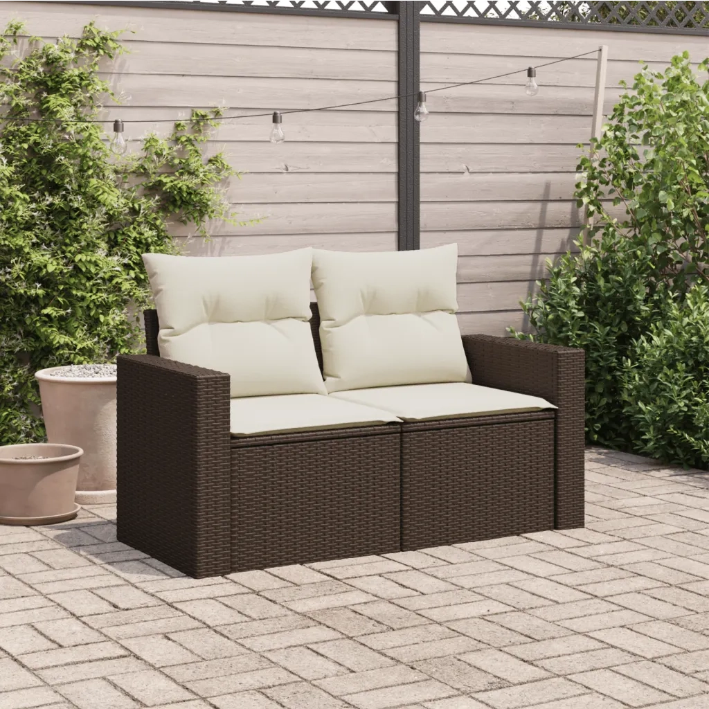 Divano da Giardino a 2 Posti con Cuscini in Polyrattan Marronecod mxl 87735