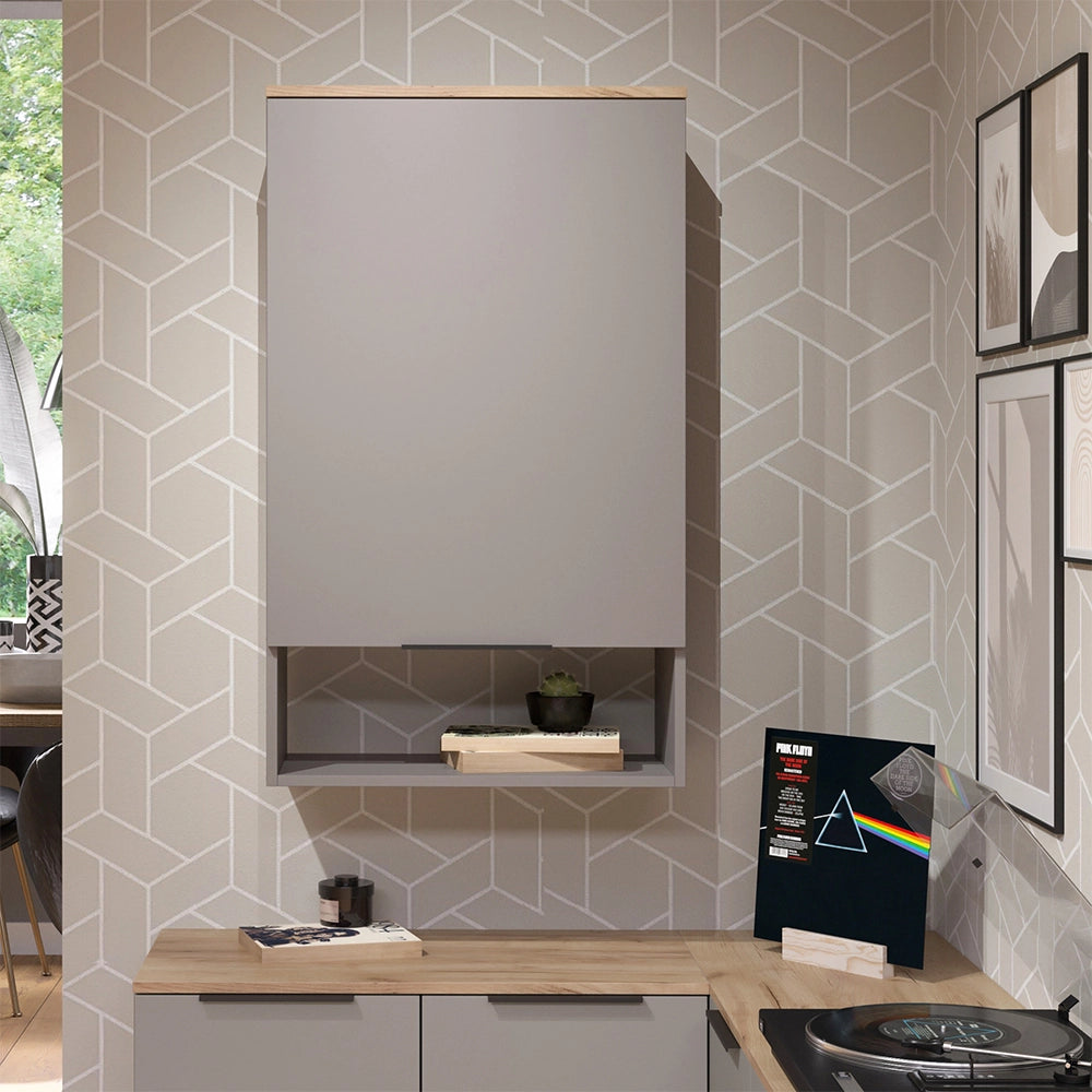 Vicco Libreria da parete Grigio 60 x 100 cm con porta
