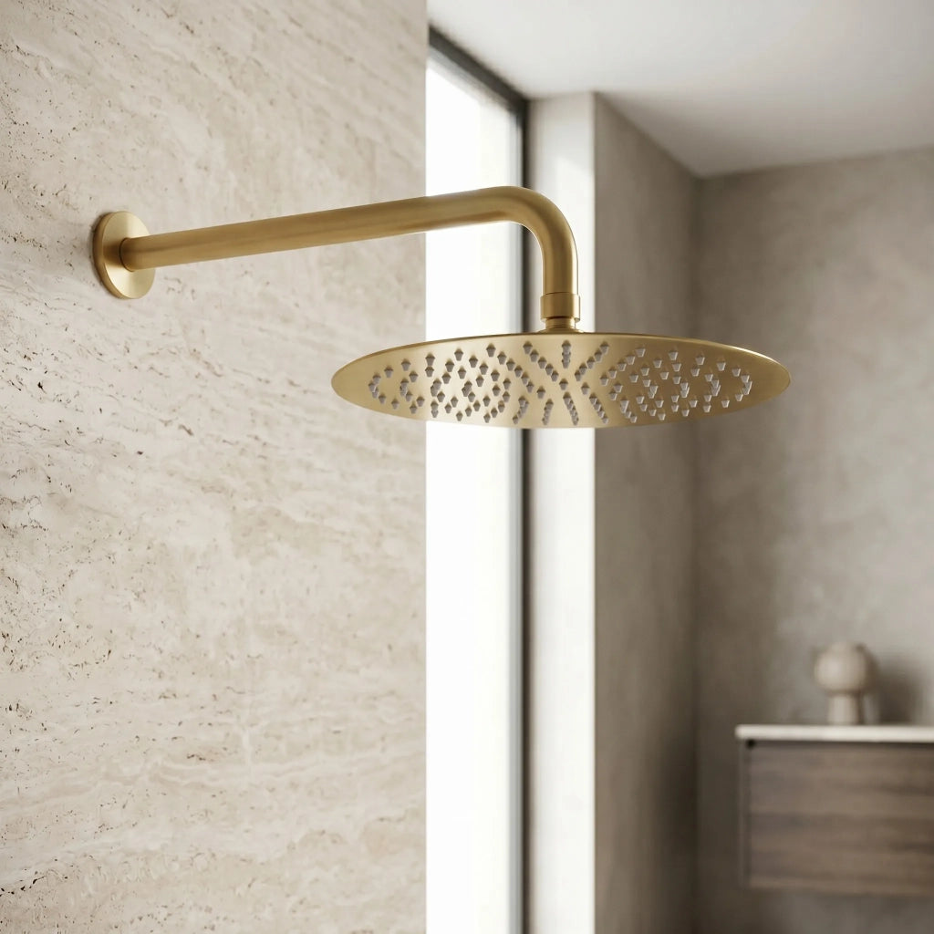 Soffione Doccia Rotondo Rea Js-p014bg 25cm Brush Gold
