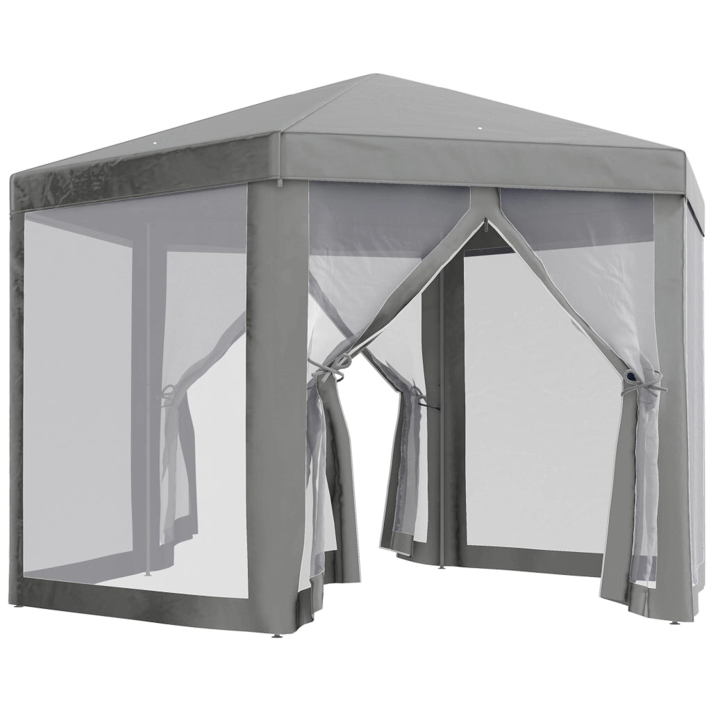 Gazebo esagonale ¨C zephmum ¨C grigio metallo poliestere 300x300x220