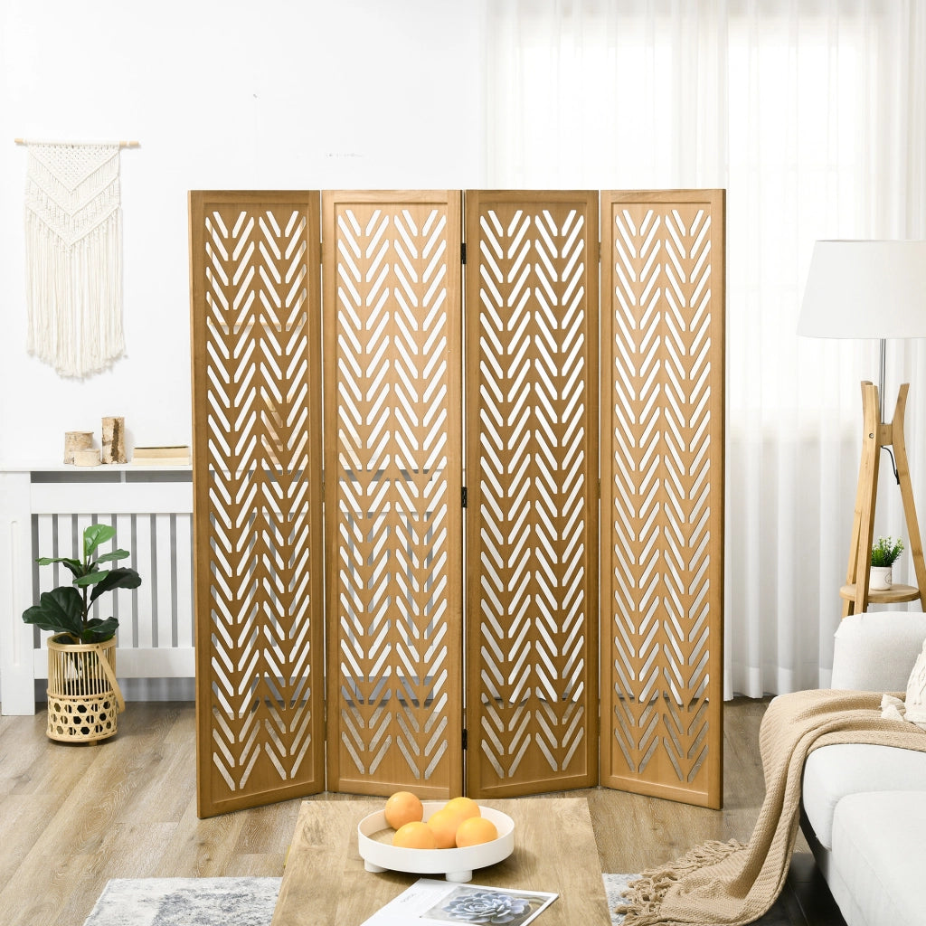 Paravento separatore legno naturale 4 pannelli ¨C Xylo ¨C 160x170 cm