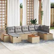 Set Divano da Giardino con cuscino 8 pcs Beige polyrattan 3359647