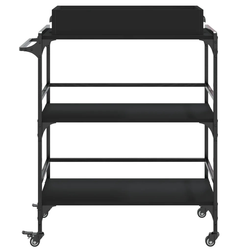 Carrello da Cucina-Scaffale per Cucina Nero 81,5x41x92,5 cm in Legno Multistrato