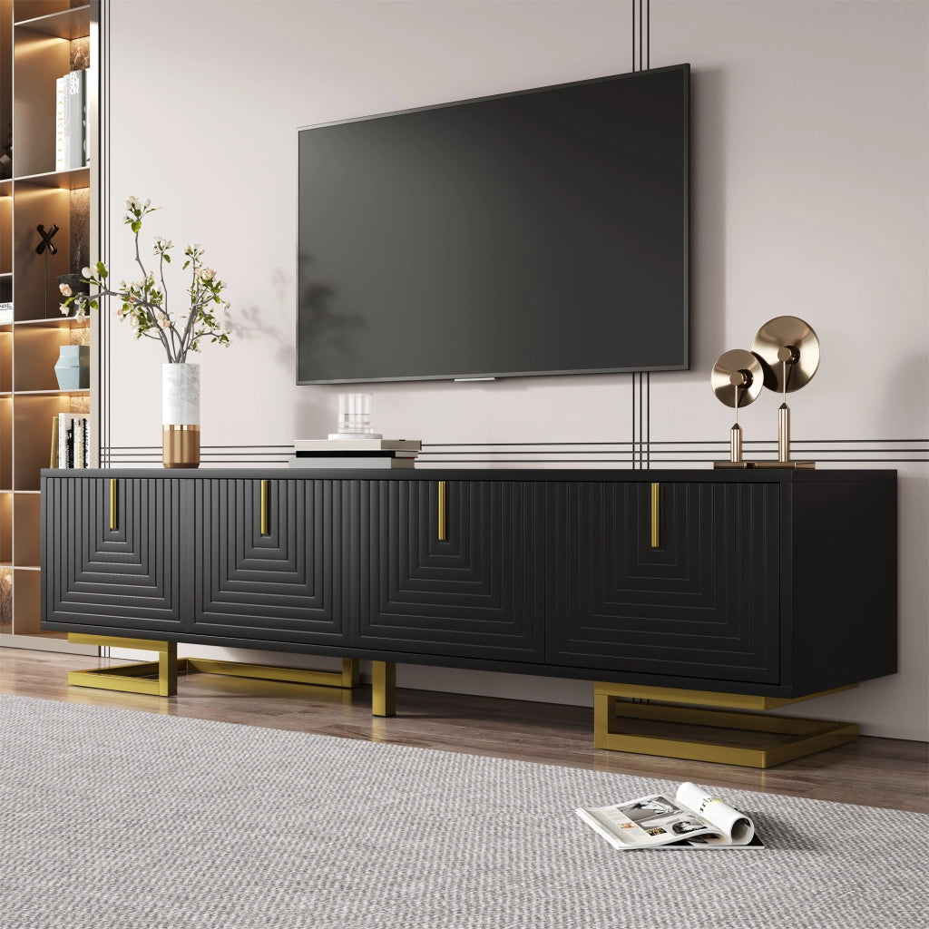 OKWISH Mobile TV con 4 Ante, Ripiani Interni, Cerniere Ammortizzate e Piedini Regolabili, 160 x 38 x 44.5 cm