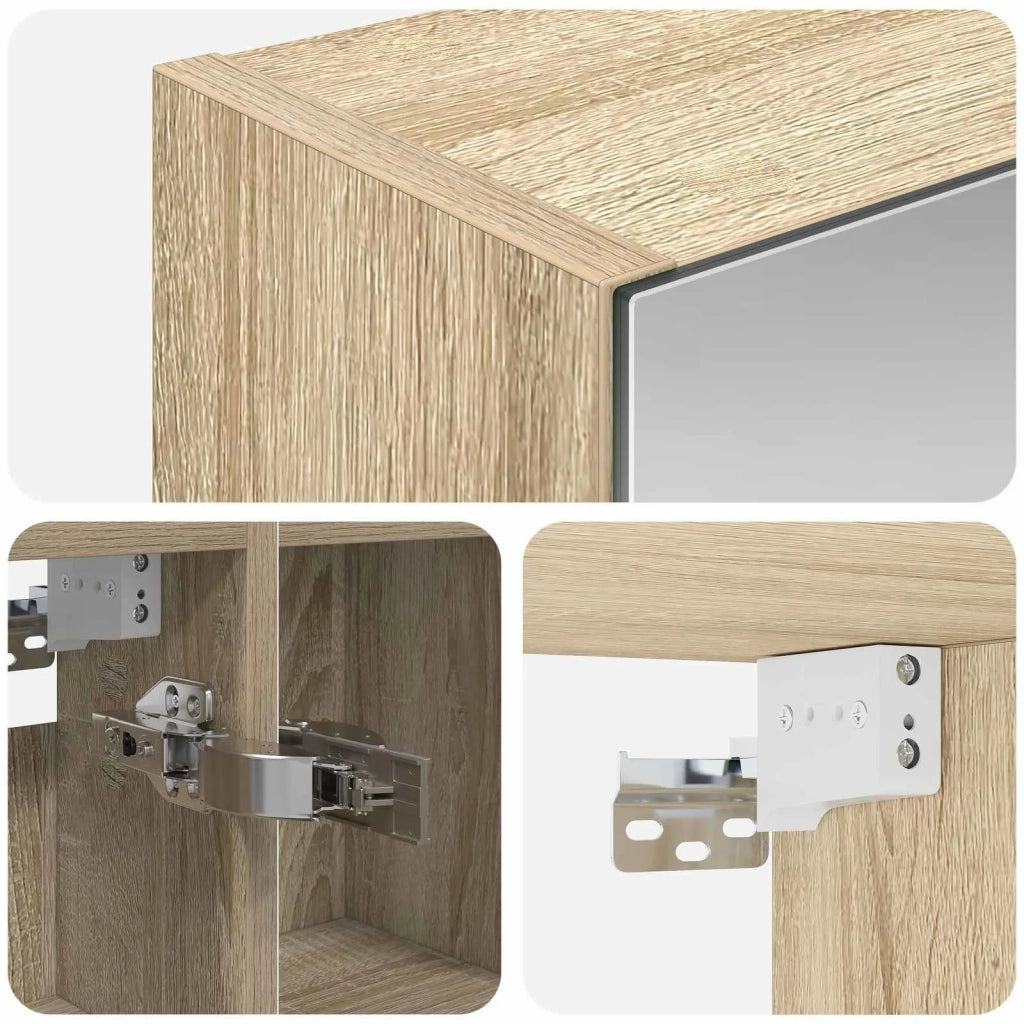 Mobiletto per specchio da bagno Rovere Sonoma 80 x 14.5 x 70 cm