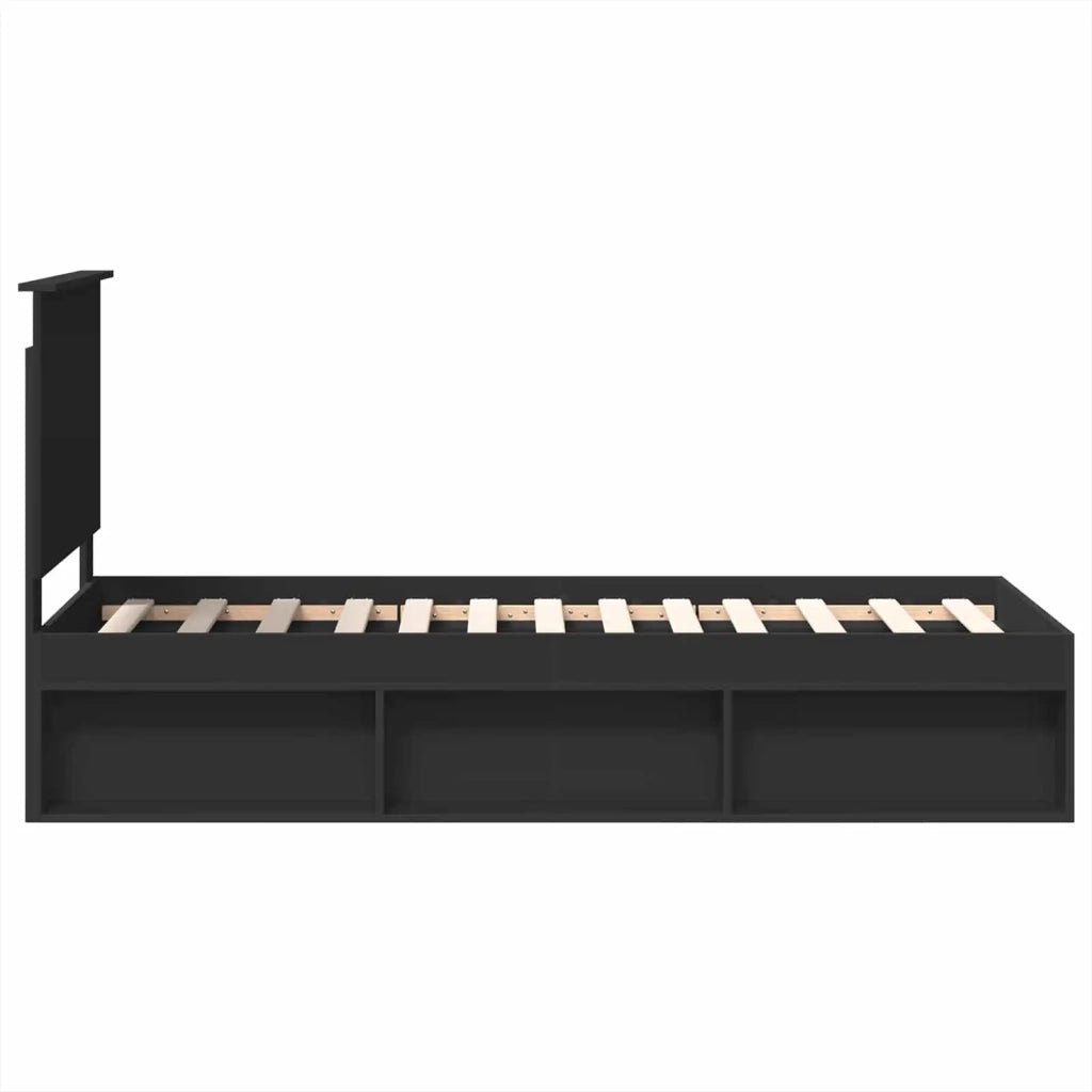 Struttura del letto con testiera Nero 75 x 190 cm Pino massello 3411074