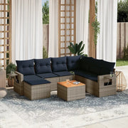 Set Divani da Giardino 8 pz con Cuscini Grigio in Polyrattan 3224682