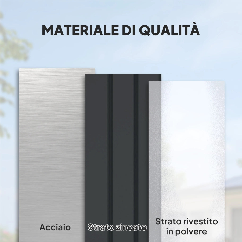 Baule da Giardino in Acciaio Zincato ¨C Zephmum ¨C Grigio Scuro 124x66x72 cm