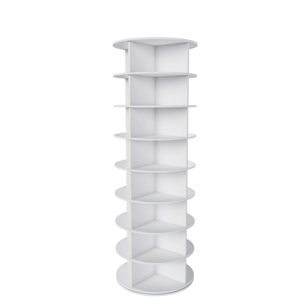 Scarpiera girevole con 8 ripiani per ingresso in PVC 60×60×184 cm bianco