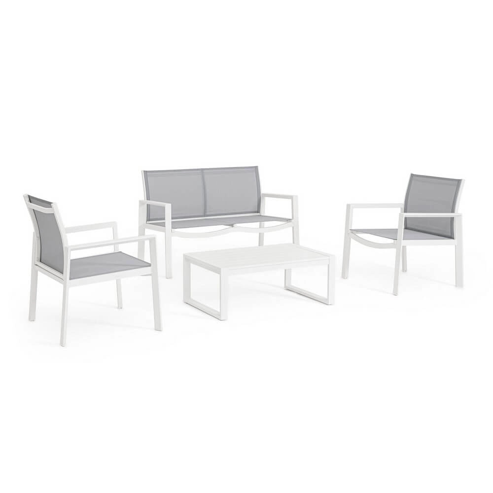 Set da 4 pezzi salotto da giardino in alluminio e textilene - QUIETUDE