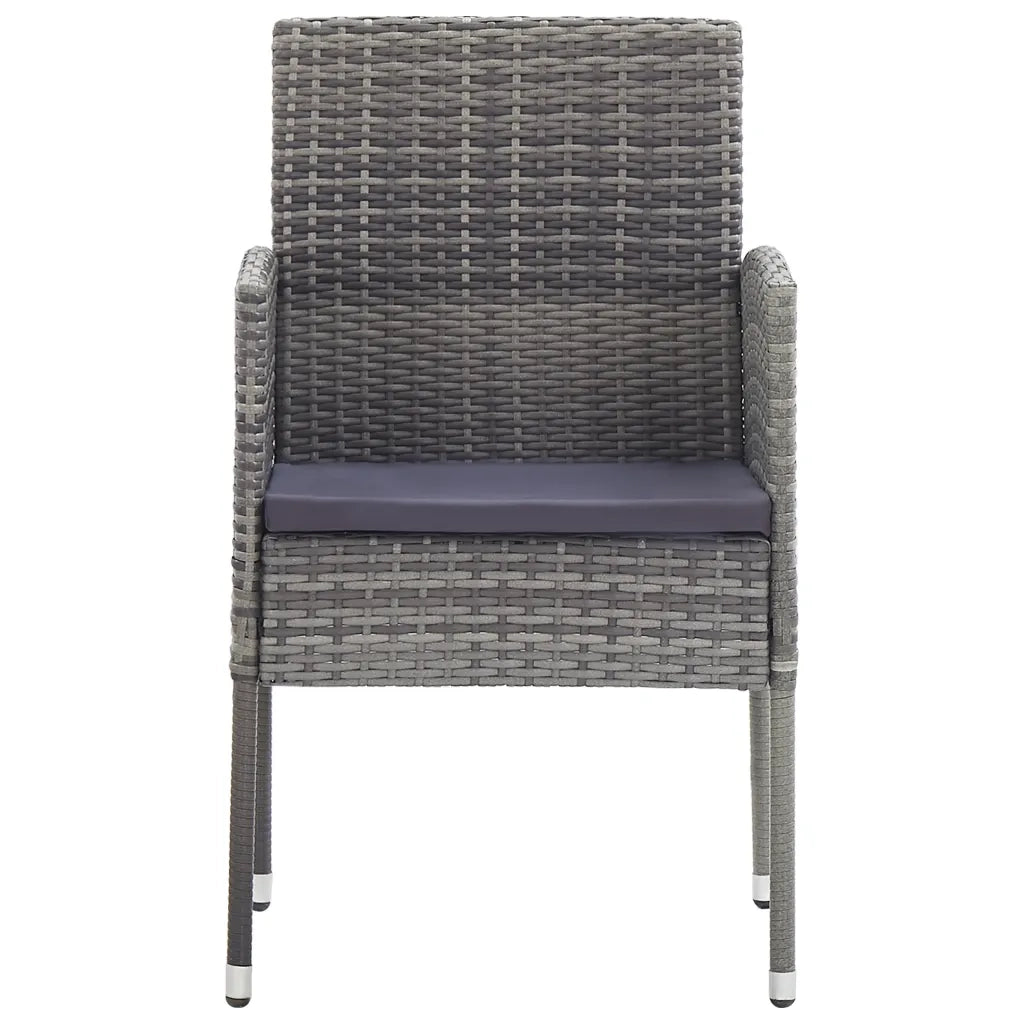 Sedie Giardino con Cuscini Grigio Scuro 4 pz Grigie Polyrattan 318728