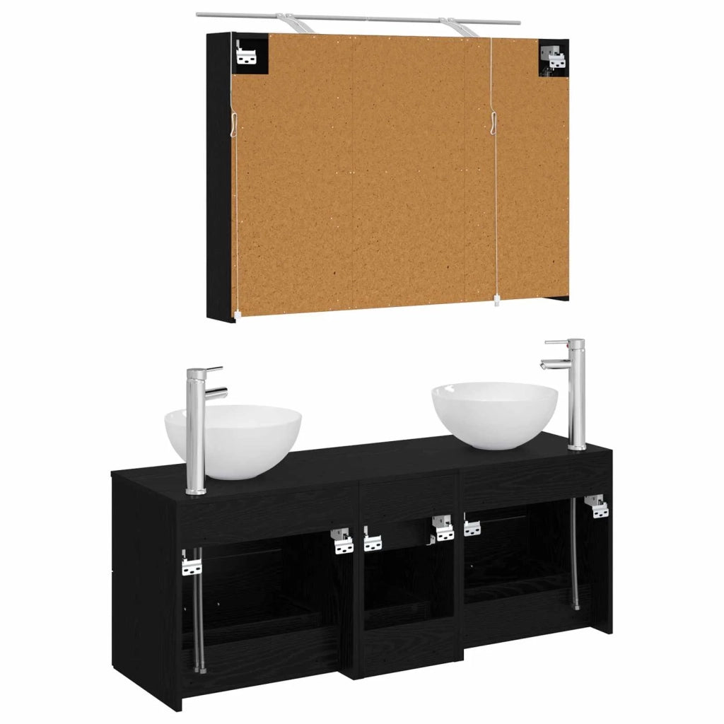 Set di mobili per il bagno 4 pcs Rovere Nero 3406736