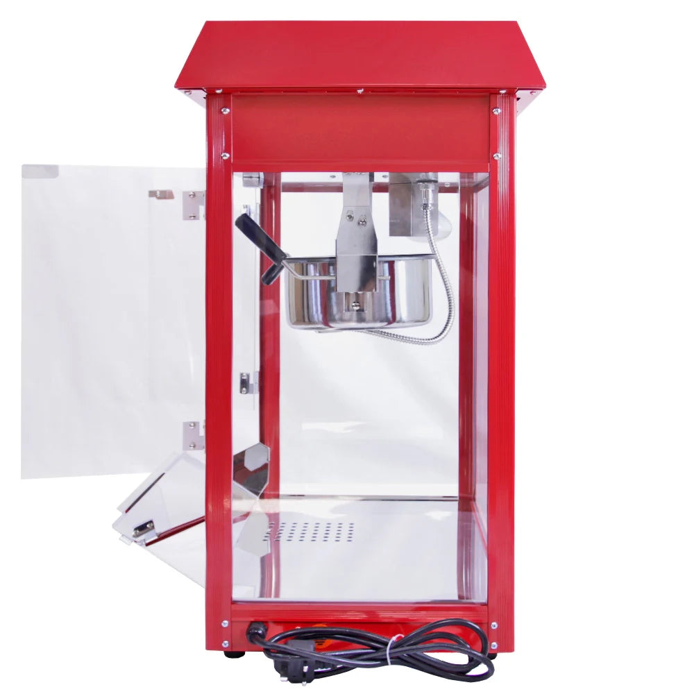 Macchina per Popcorn con Carrello Acciaio Inox Pop Corn Professionale 1370W