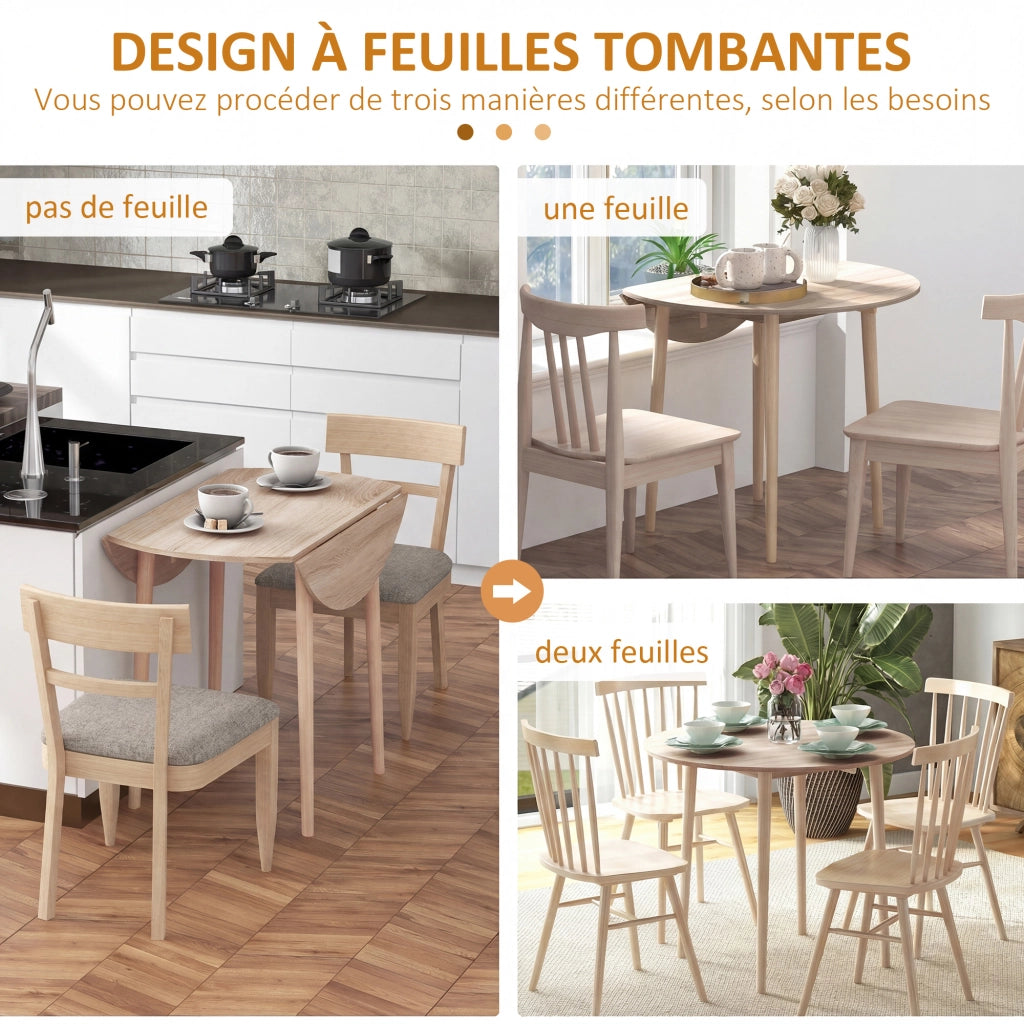 Tavolo da pranzo pieghevole e allungabile rotondo ¨C zephmum ¨C legno ?89x73.5H cm