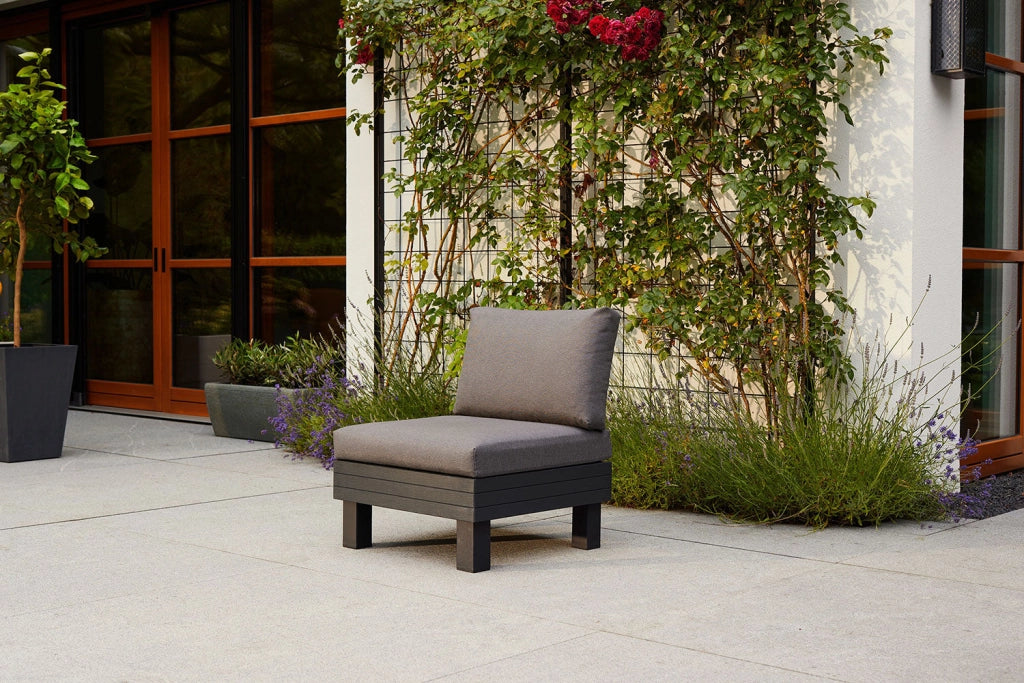 Seduta Modulare Elements con Schienale e Cuscino Keter 65x74x73 cm Effetto Legno Grafite